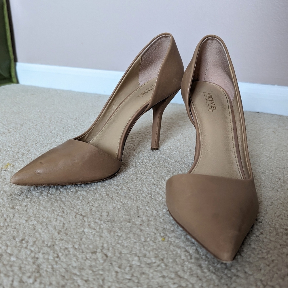MICHAEL Michael Kors Nude Tan Pointed-Toe Stiletto Heels